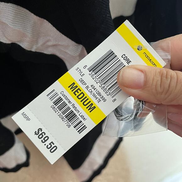 INC Women's Black White Colorblock Draped Open Front Cardigan Size M NWT - Picture 4 of 7